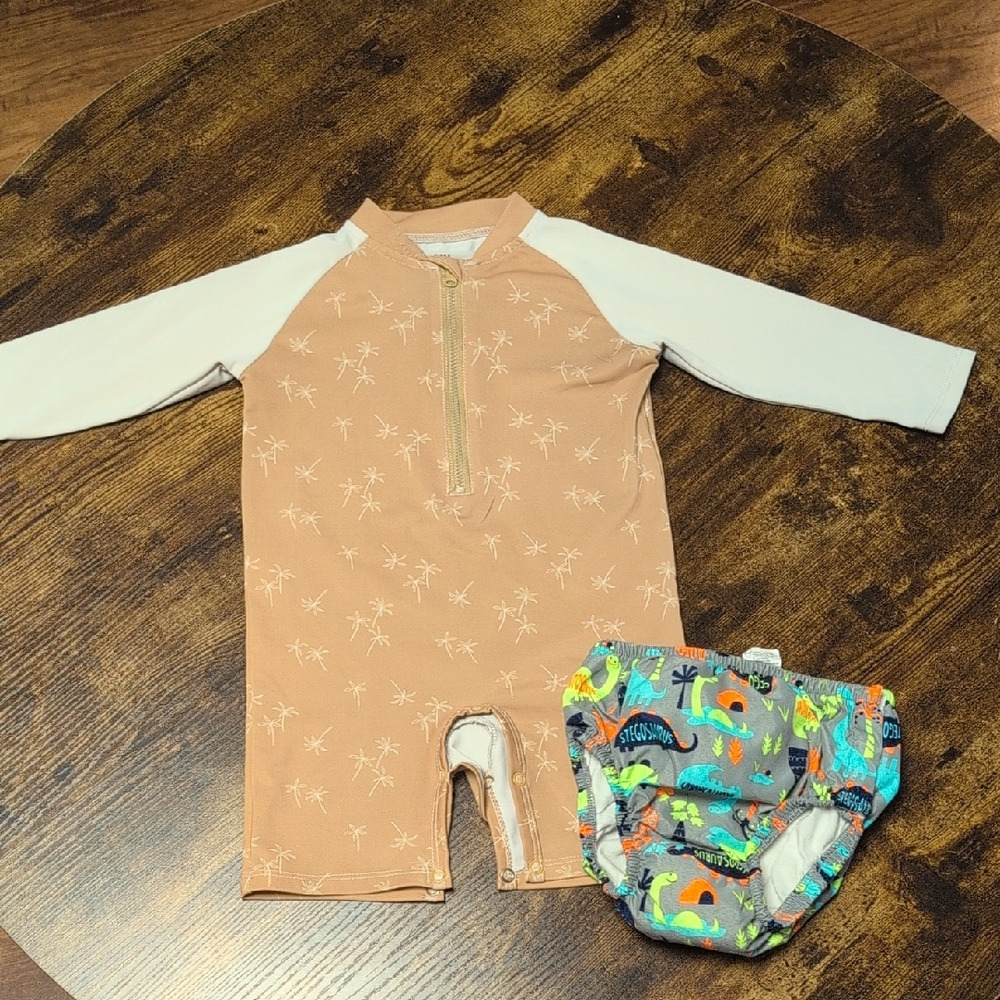 Baby SPF Swimsuit And Reusable Swim Diaper, Size 18-24 Months